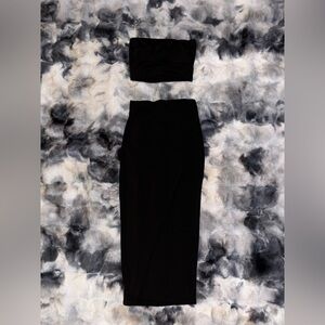 Two Piece Elegant Black Women's Top & Skirt